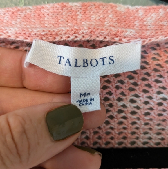 Talbots Pink Crochet Knit Top with Tassel Detail Size MP - Picture 4 of 6